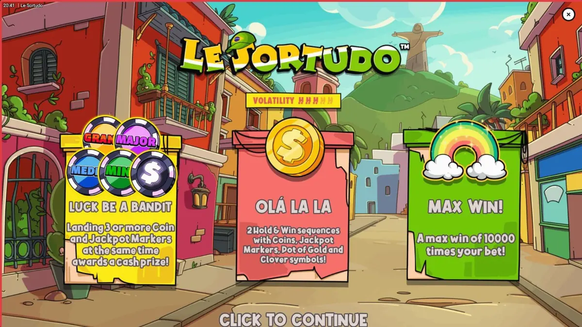 Smokey si rakun dalam permainan slot Le Sortudo dengan latar belakang karnaval Brasil yang meriah.